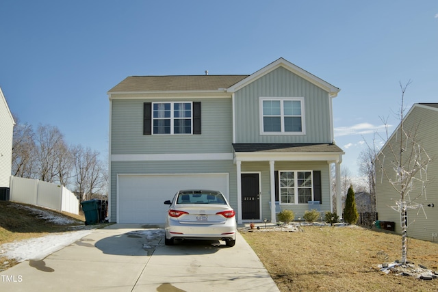 front of property with a garage