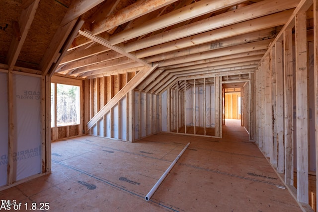 view of unfinished attic