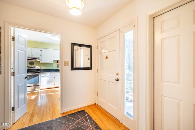 foyer with light hardwood / wood-style floors