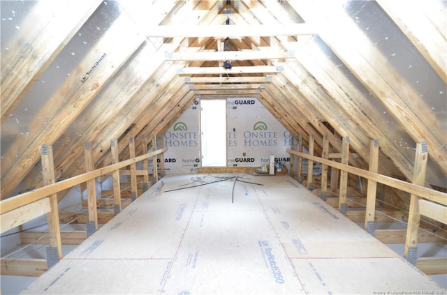 view of unfinished attic