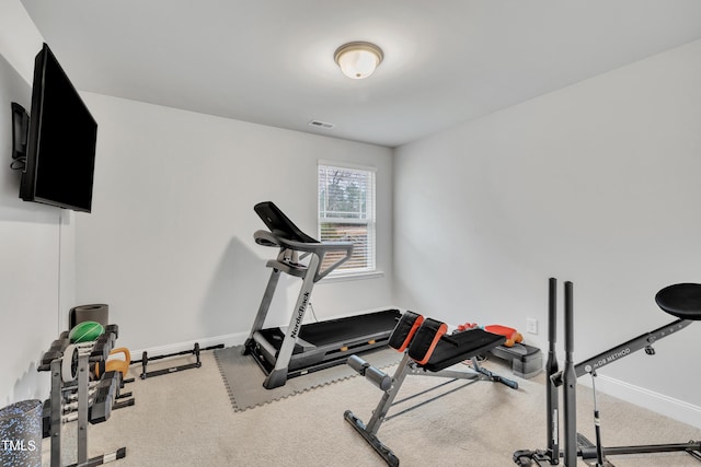 exercise area featuring carpet