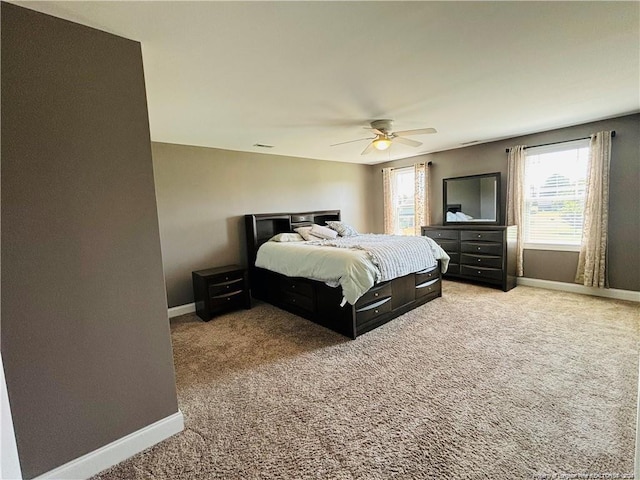 bedroom with carpet and ceiling fan