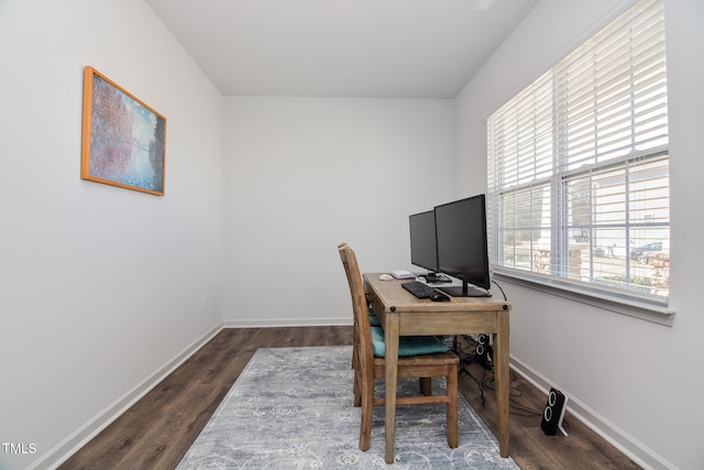 office area featuring dark hardwood / wood-style floors