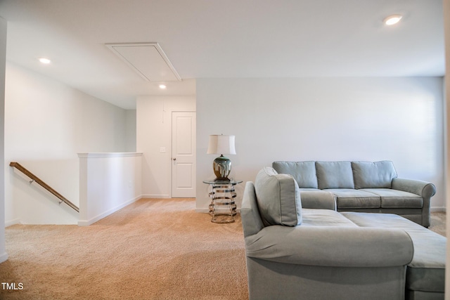 living room with light carpet