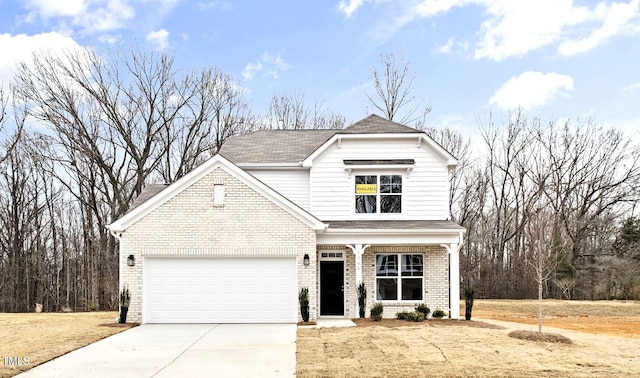 view of front property with a garage