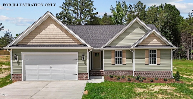 craftsman-style home with a garage and a front yard