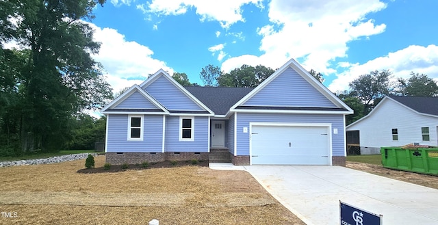 121 Tanglewood Dr Unit 8-J, Louisburg, NC 27549 - ranch-style house with driveway, a garage, crawl space, and a front lawn