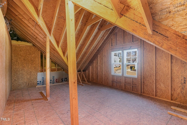 view of unfinished attic