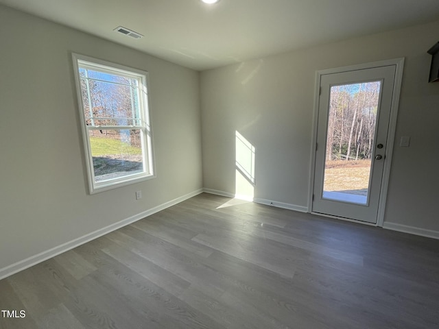 empty room featuring hardwood / wood-style flooring and a healthy amount of sunlight