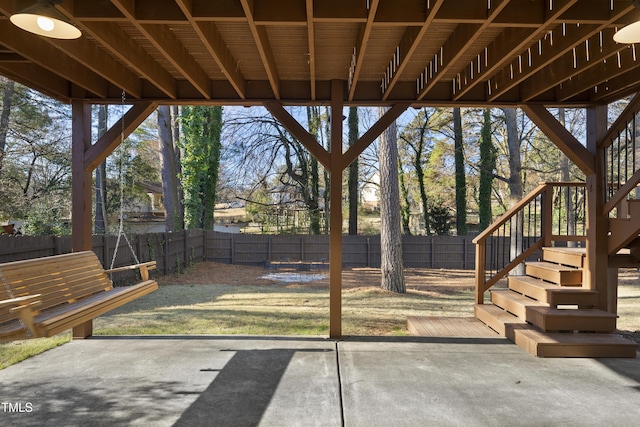 view of patio featuring a wooden deck