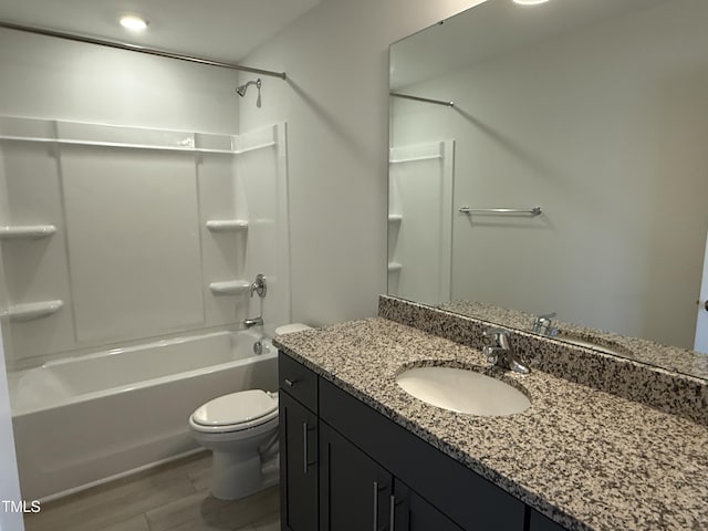 137 Stallion Way, Benson, NC 27504 - bathroom with toilet, shower / bath combination, vanity, and wood finished floors
