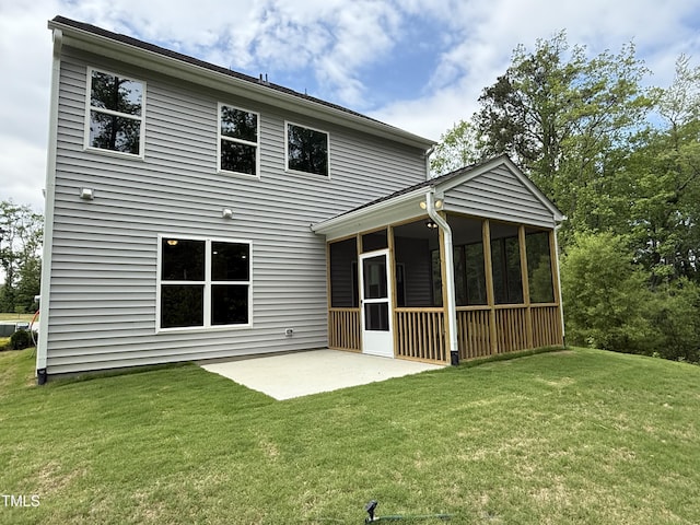 137 Stallion Way, Benson, NC 27504 - back of house with a sunroom, a patio area, and a lawn