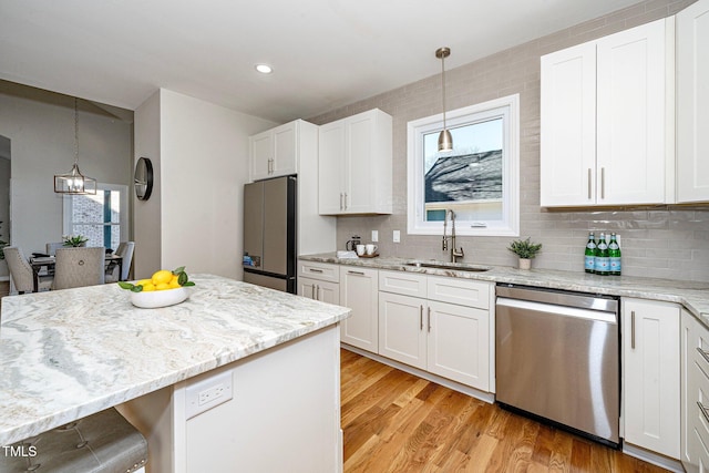 kitchen with sink, stainless steel appliances, and white cabinetry