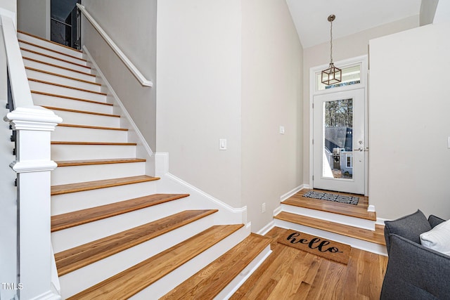 foyer entrance featuring hardwood / wood-style flooring