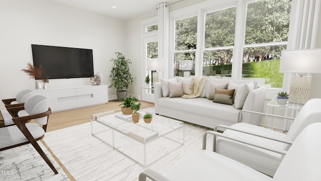 interior space with recessed lighting and wood finished floors