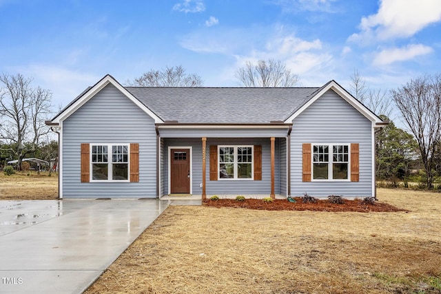 ranch-style home with covered porch