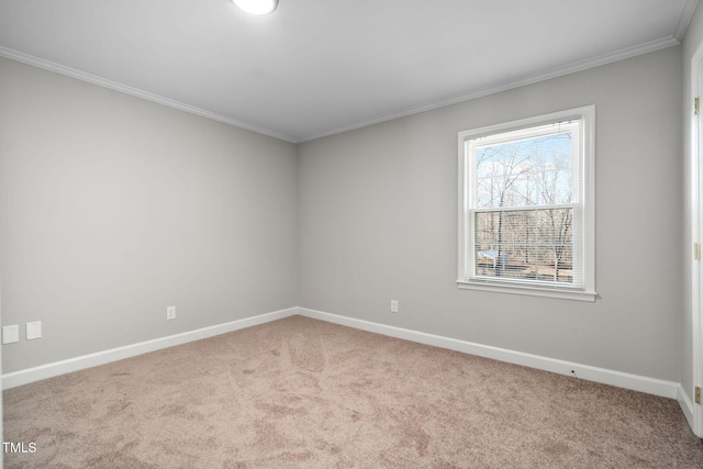 carpeted empty room featuring ornamental molding