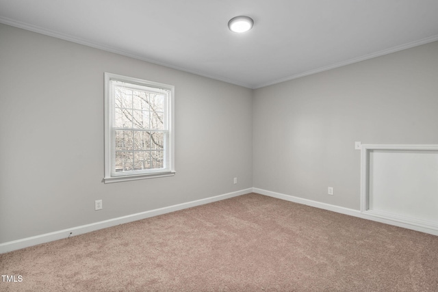 carpeted empty room with ornamental molding