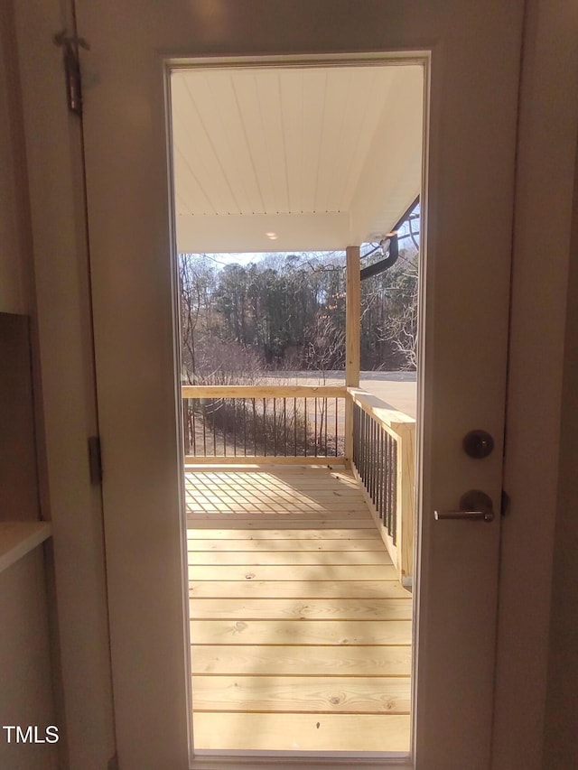 doorway to outside featuring hardwood / wood-style floors