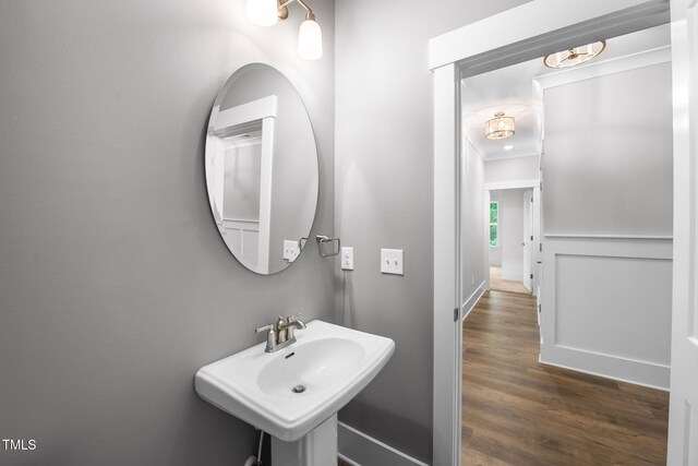 632 Angus Ct, Sanford, NC 27332 - bathroom with wood finished floors and a sink