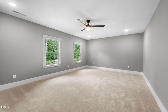 632 Angus Ct, Sanford, NC 27332 - unfurnished room with ceiling fan, light colored carpet, baseboards, and recessed lighting
