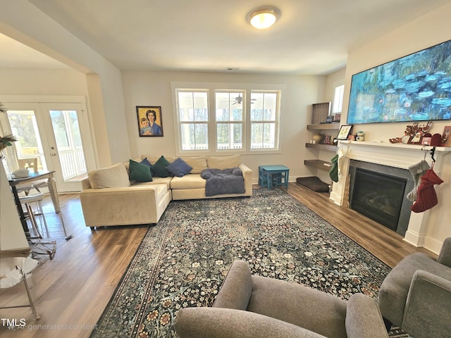 living room featuring wood-type flooring