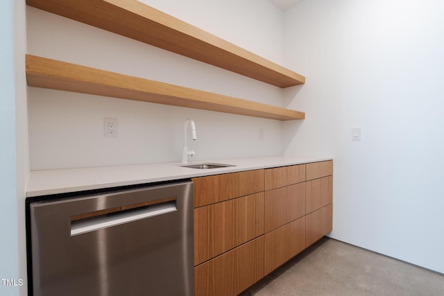 bar featuring stainless steel dishwasher and sink