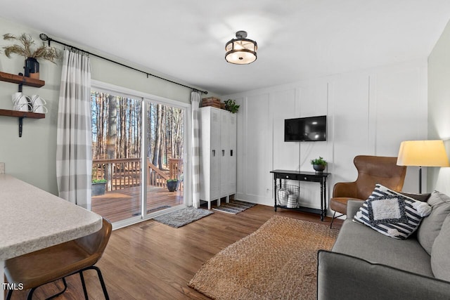 living room featuring dark hardwood / wood-style floors