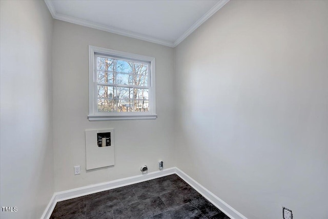 washroom featuring washer hookup and ornamental molding