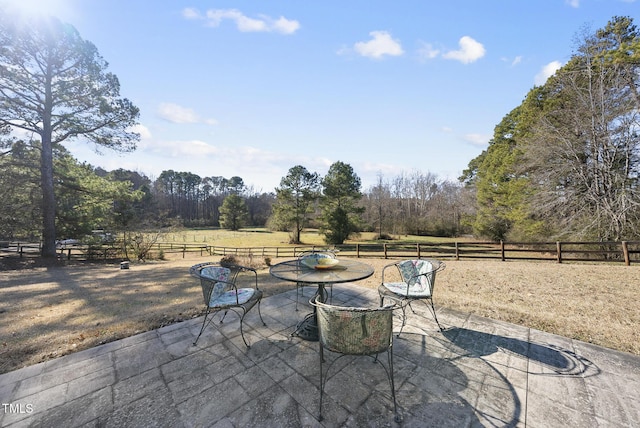 view of patio with a rural view