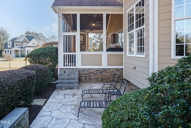 view of patio / terrace with ceiling fan