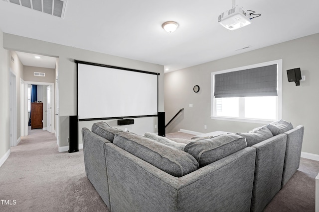 view of carpeted home theater room