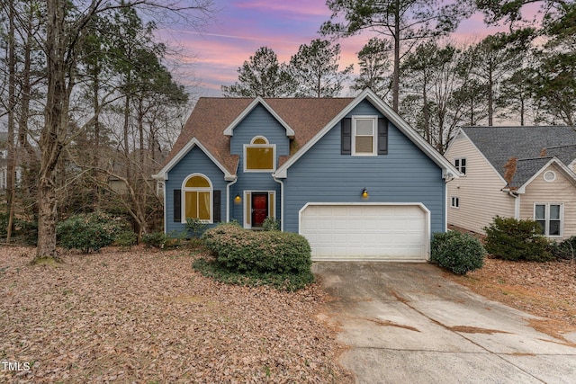 view of property featuring a garage