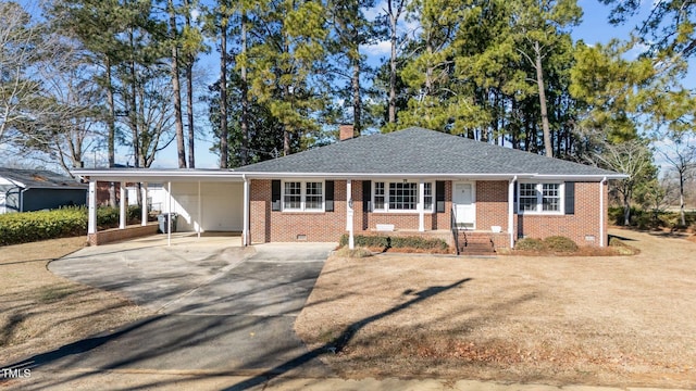 ranch-style house with a carport