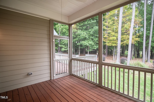 view of unfurnished sunroom