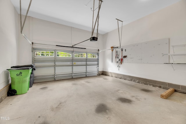 garage with a garage door opener