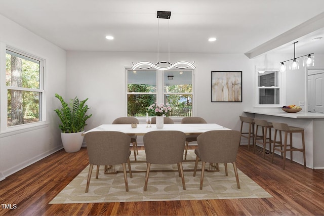 dining area featuring dark hardwood / wood-style flooring