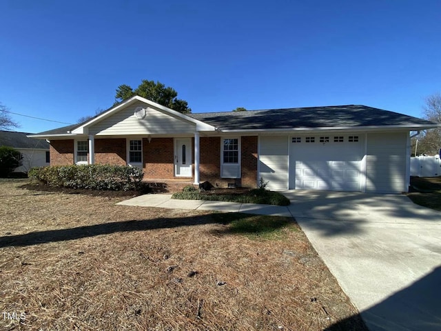 single story home with a garage