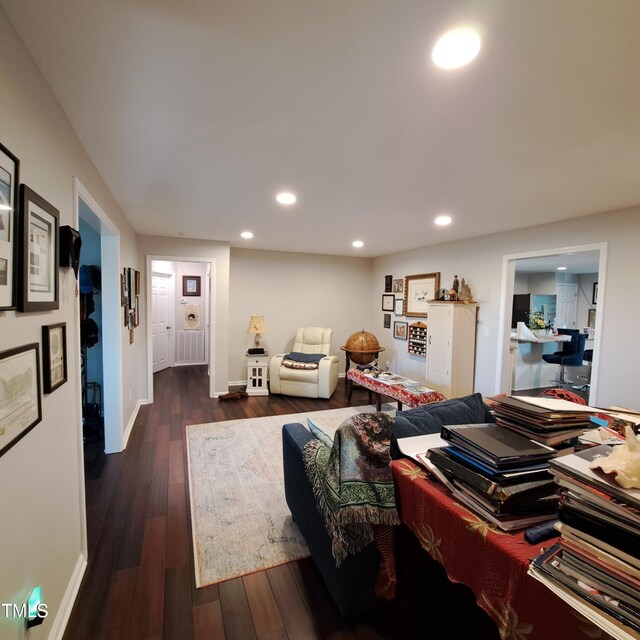 living room featuring dark hardwood / wood-style flooring