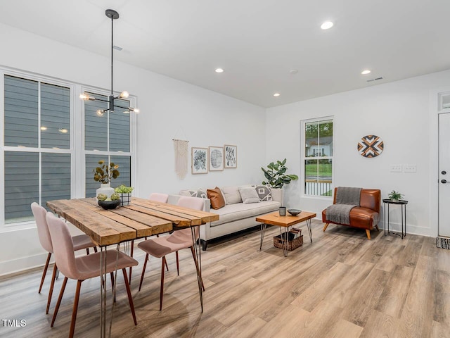 living room with light wood-type flooring