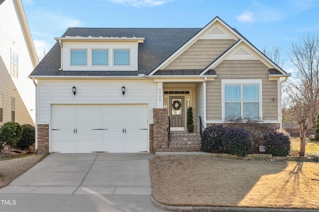 craftsman inspired home featuring a garage