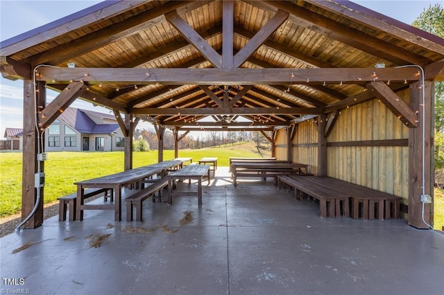 exterior space featuring a yard and a patio