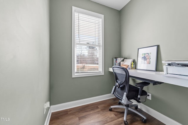 office area featuring dark hardwood / wood-style floors