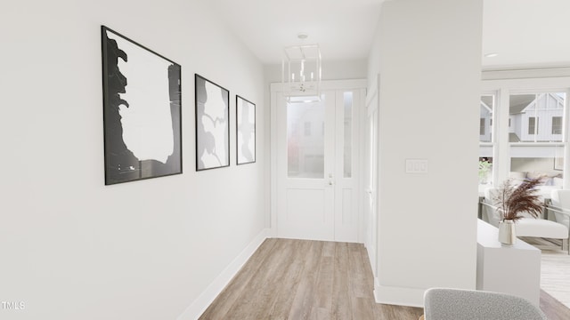 corridor featuring light wood-type flooring