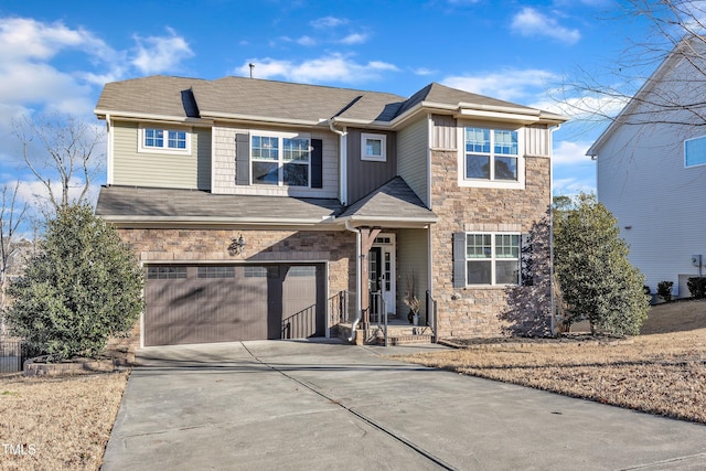 view of front of house with a garage