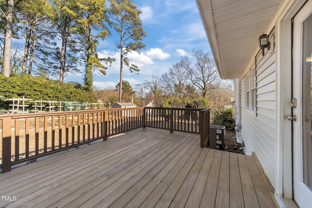 wooden terrace with cooling unit