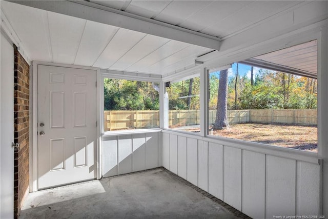 view of unfurnished sunroom