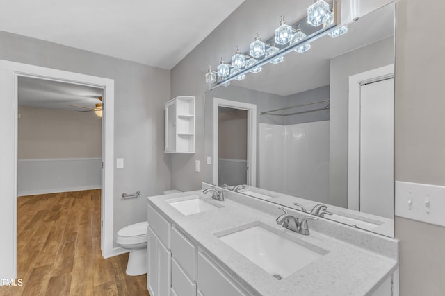 bathroom featuring wood finished floors and a sink