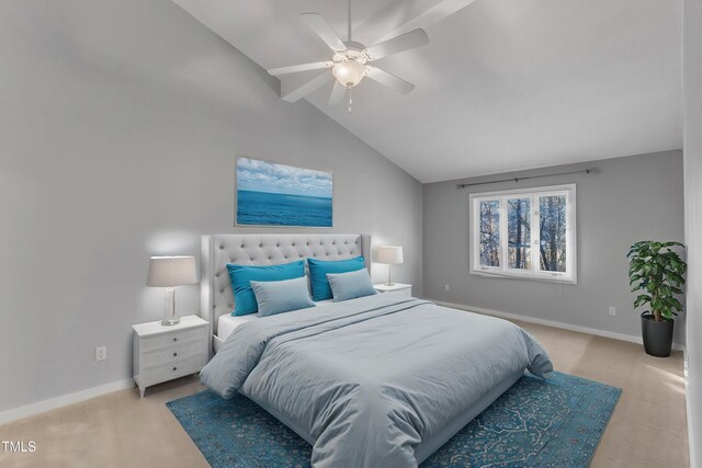 3617 Top Of The Pines Ct, Raleigh, NC 27604 - carpeted bedroom with vaulted ceiling, baseboards, and a ceiling fan