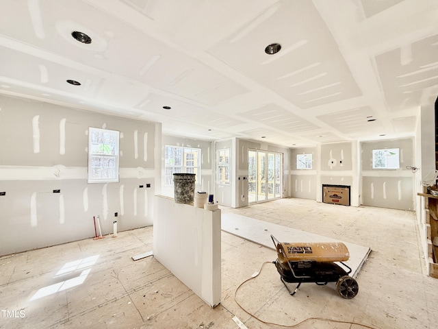 living area with a fireplace